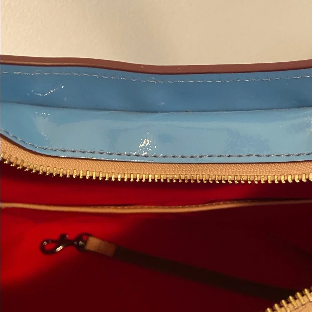 Dooney & Bourke Hobo Shoulder Bag Denim Blue Patent Leather New - Picture 12 of 15